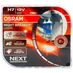 OSRAM automobilių lemputės 55W 12V H7 NIGHT BREAKER LASER +150%