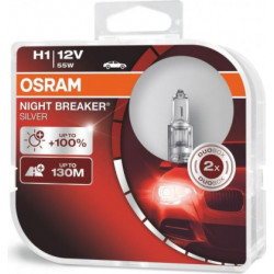 OSRAM automobilių lemputės 55W 12V H1 NIGHT BREAKER SILVER +100%