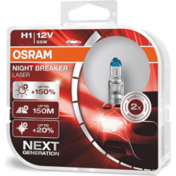 OSRAM automobilių lemputės 55W 12V H1 NIGHT BREAKER LASER +150%